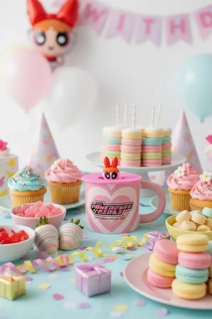 Powerpuff Girls Lisanslı Blossom Kapaklı Seramik Bardak Pembe 340 mL 8 Cm