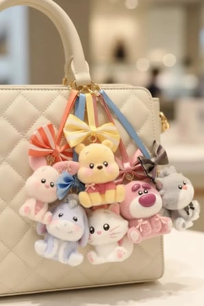 Disney Lisanslı Fluffy Festival Anahtarlık – Fiyonk Detaylı Çanta Aksesuarı