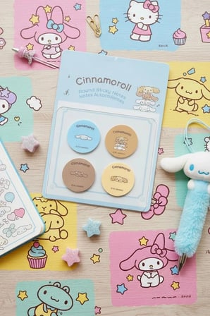Sanrio Lisanslı Cinnamoroll Yuvarlak Yapışkan Mini Notlar – 80 Yaprak
