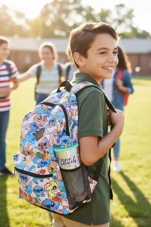 Disney Lisanslı Stitch Parti Serisi Ananas Desenli Çelik Şişe – Çift Cidarlı & Pipetli