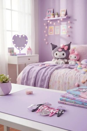 Sanrio Lisanslı Kuromi Figürlü Saç Tokası 11,5 Cm – Pembe Siyah Sevimli Aksesuar Seti
