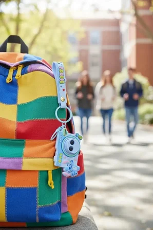 Disney Lisanslı Stitch Kamera Figürlü Işıklı Anahtarlık – Parti Serisi 5,7 Cm