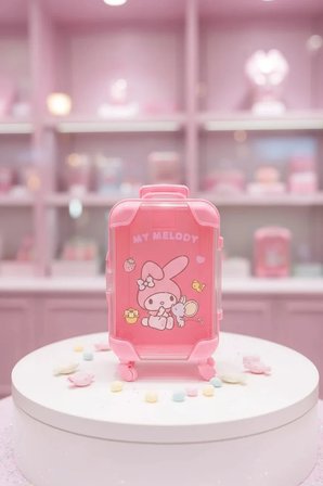 Sanrio Lisanslı My Melody Mini Bavul Saklama Kutusu – Dekoratif Düzenleyici 13 Cm