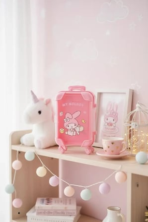 Sanrio Lisanslı My Melody Mini Bavul Saklama Kutusu – Dekoratif Düzenleyici 13 Cm