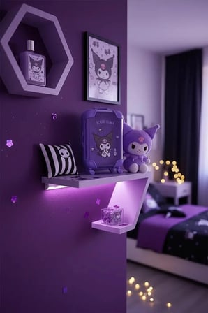 Sanrio Lisanslı Kuromi Mini Bavul Saklama Kutusu – Dekoratif Düzenleyici 13 Cm