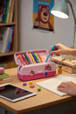 Disney Pixar Lisanslı Lotso 21,5 Cm Fermuarlı Kalemlik – Oymalı Özel Tasarım