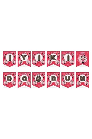 Karakterli İyiki Doğdun Uzar Banner Minnie Mouse