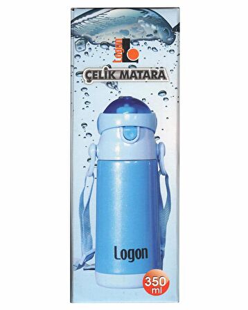 Logon Çelik Pipetli Matara Mavi 350 ml LGL340