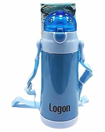 Logon Çelik Pipetli Matara Mavi 350 ml LGL340