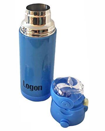 Logon Çelik Pipetli Matara Mavi 350 ml LGL340