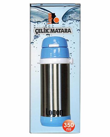 Logon Çelik Pipetli Matara Mavi 350 ml LGI015