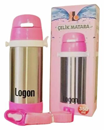 Logon Çelik Pipetli Matara Pembe 350 ml LGI015