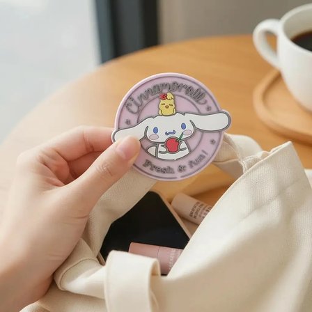 Sanrio Lisanslı Cinnamoroll Karikatür Silikon Taşınabilir Ayna – Tek Taraflı Çanta Aynası 15 Cm