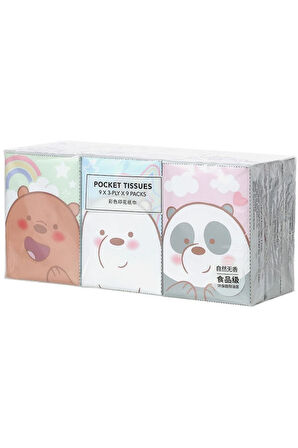 We Bare Bears Lisanslı Baskılı 9'lu Kağıt Mendil 