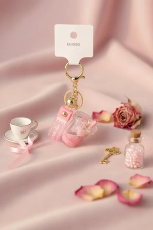 Miniso Lisanslı Litchi & Peach Serisi Meyve Figürlü Anahtarlık – Şeffaf Tasarımlı Çanta Aksesuarı 5,5 Cm