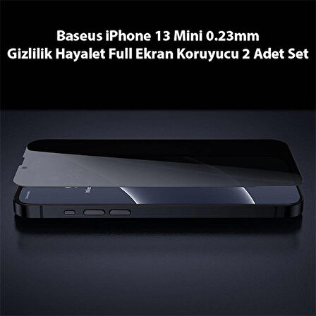 Baseus iPhone 13 Mini 0.23mm Gizlilik Hayalet Full Ekran Koruyucu 2 Adet Set