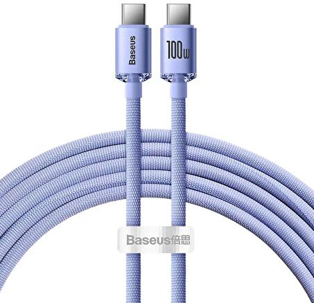 Baseus Crystal Shine 100W 2 Metre Type-C to Type-C Hızlı Şarj Data Kablo 