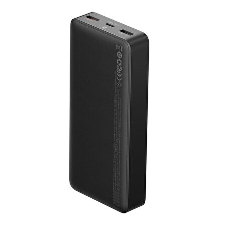 Baseus Bipo W 25 W 20000 mAh Hızlı Şarj Powerbank Siyah 