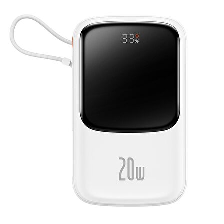Baseus Qpo W Pro 10000 mAh Hızlı Şarj Powerbank Beyaz 