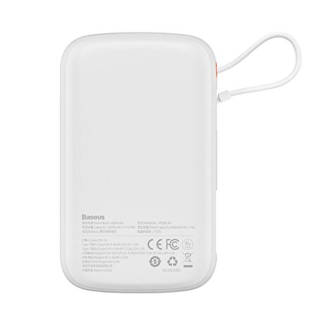 Baseus Qpo W Pro 10000 mAh Hızlı Şarj Powerbank Beyaz 