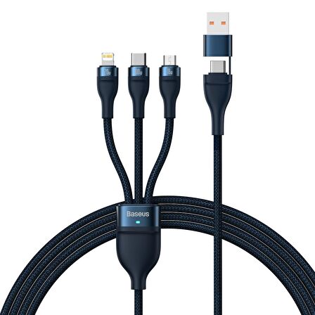 Baseus Flash Series 100W Ultra Hızlı Telefon Tablet Macbook Çoklu 3 in 1 Şarj Kablosu 120cm