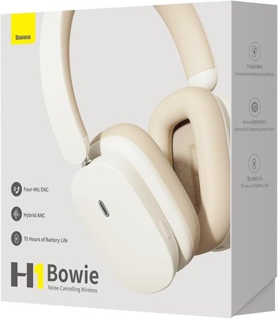 Baseus Bowie H1 ANC Beyaz Kulak Üstü Bluetooth Kulaklık Outlet