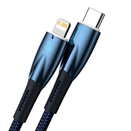 Baseus Glimmer Series 20W 100 cm Type-C to Lightning Şarj Kablosu Mavi
