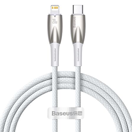 Baseus Glimmer Series 20W 100 cm Type-C to Lightning Şarj Kablosu Beyaz