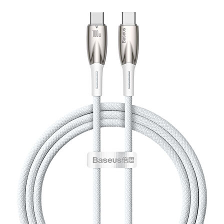 Baseus Glimmer Series 100W 100 cm PD Type-C Şarj Kablosu Beyaz