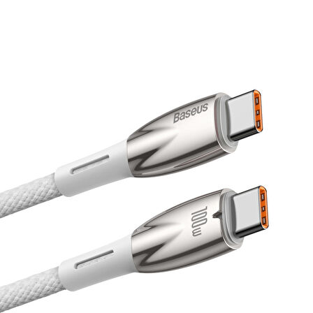 Baseus Glimmer Series 100W 100 cm PD Type-C Şarj Kablosu Beyaz