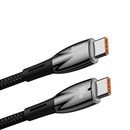 Baseus Glimmer Series 100W 200 cm PD Type-C Şarj Kablosu Siyah