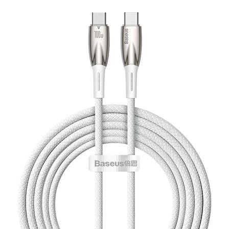 Baseus Glimmer Series 100W 200 cm PD Type-C Şarj Kablosu Beyaz