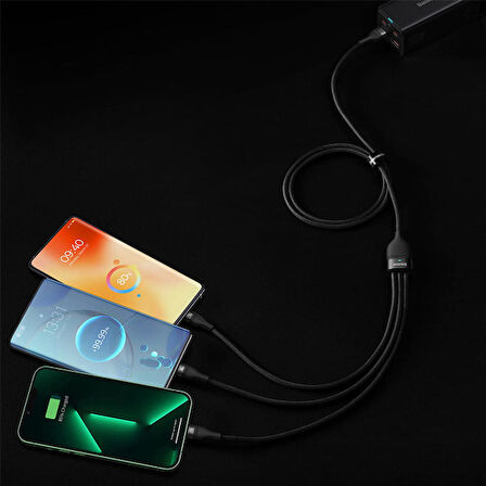 Baseus Flash Series Ⅱ 66W 3in1 iPhone Type-C Hızlı Şarj Kablosu 1.2m