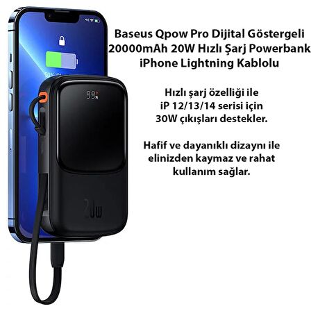 Baseus Qpo W Pro 20000 mAh Hızlı Şarj Powerbank 20 W 