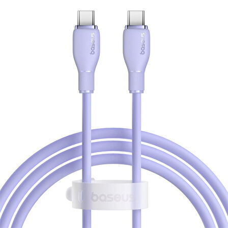 Baseus Pudding Hızlı Şarj Özellikli Type-C to Type-C 100W Kablo 1.2 M Mor