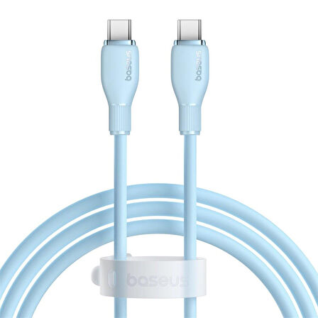 Baseus Pudding Hızlı Şarj Özellikli Type-C to Type-C 100W Kablo 1.2 M Mavi