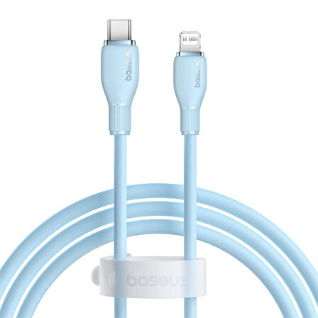 Baseus Pudding Hızlı Şarj Özellikli Type-C to Lightning 20W Kablo 1.2 M Mavi