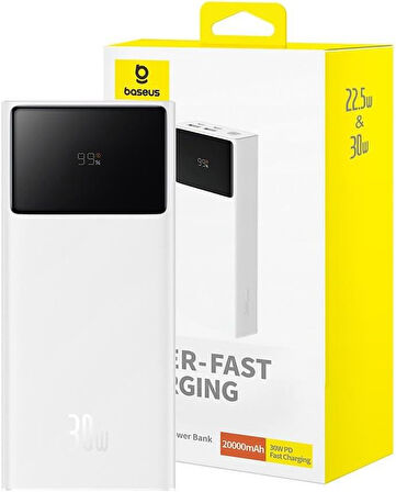 Baseus Star Lord 30 W Beyaz 20000 mAh Hızlı Şarj Powerbank