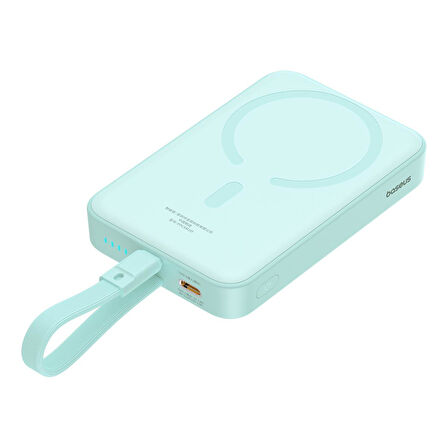 Baseus Magnetic Mini Wireless Fast Charge Power Bank iP Edition 10000mAh 20W Peppermint Blue（With Simple Series Charging Cable Type-C to Type-C (20V/3A) 30cm White)