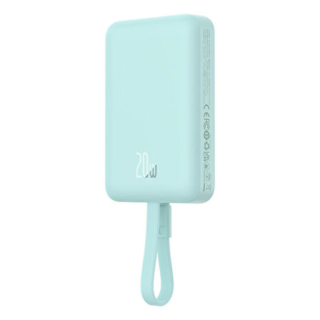 Baseus Magnetic Mini Wireless Fast Charge Power Bank iP Edition 10000mAh 20W Peppermint Blue（With Simple Series Charging Cable Type-C to Type-C (20V/3A) 30cm White)