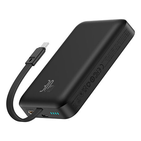 Baseus MgSafe Mini 30W 10.000 mAh Type-C Kablolu Kablosuz Şarjlı Powerbank Siyah