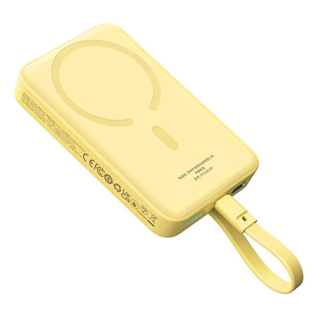 Baseus MgSafe Mini 30W 10.000 mAh Type-C Kablolu Kablosuz Şarjlı Powerbank Sarı