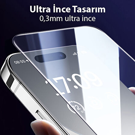 Baseus Schott iPhone 15 Pro Max Full Koruma Eye-Protection Tempered Cam Ekran Koruyucu