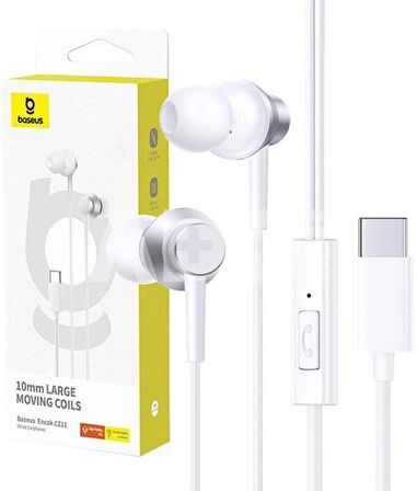 Baseus Encok CZ11 Type-C Mikrofonlu Kulaklık-Beyaz