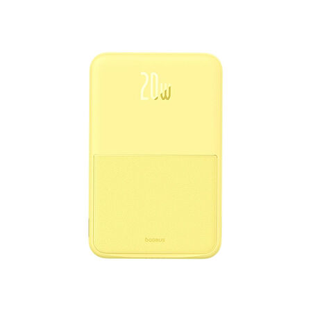 Baseus MagPro Magnetic Bracket Wireless Fast-Charging Power Bank 5000mAh 20W Lemon Yellow (with Simply Series Charging Cable Type-C to Type-C (20V/3A) 30cm White)