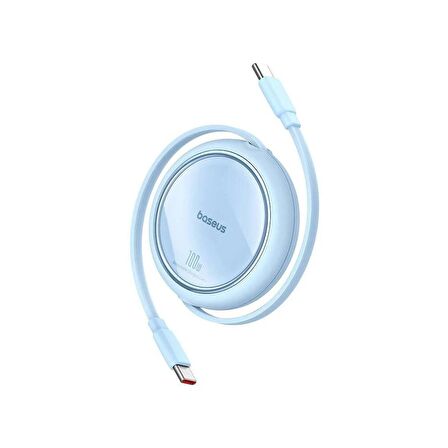Baseus Free2 Draw Mini Makaralı Type-C to Type-C 100W PD Kablo 1 Metre - Mavi