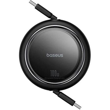 Baseus Free2 Draw Mini Makaralı Type-C to Type-C 100W Kablo 1 Metre - Siyah