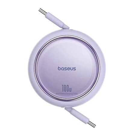 Baseus Free2 Draw Mini Makaralı Type-C to Type-C 100W Kablo 1 Metre - Mor
