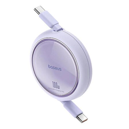 Baseus Free2 Draw Mini Makaralı Type-C to Type-C 100W Kablo 1 Metre - Mor