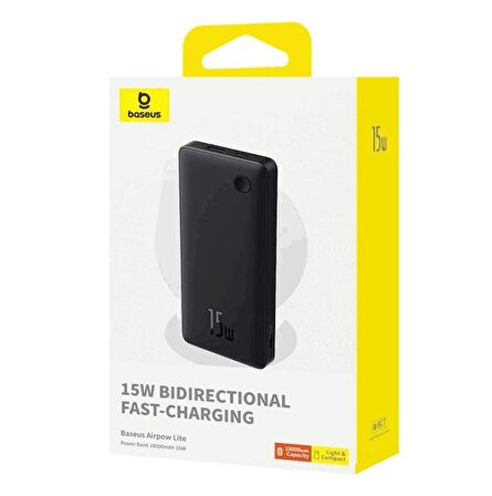 Baseus Airpow Lite Power 10.000mAh 15W Powerbank - Siyah